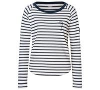 super.natural - Women's Sea Horse Stripe Bio Crew - Merinolongsleeve, Gr. XL, weiß/grau (FreshWhite/NavyStripe/Salute)