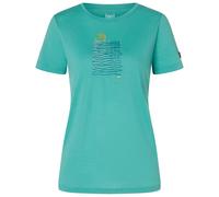 super.natural - Women's Sea Line Tee - Merinoshirt, Gr. XL, grün/ various (LagoonGreen/Various)