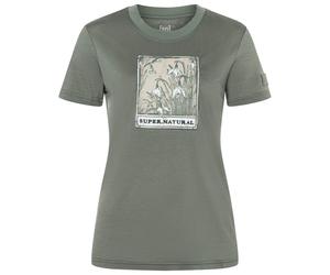 super.natural - Women's Snodrops Bio Jersey Tee - Merinoshirt, Gr. L, eucalyptus / various (Eucalyptus/Various)