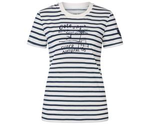 super.natural - Women's Stripe Cote D'Azur Bio Jersey Tee - Merinoshirt, Gr. L, weiß/ salute (FreshWhite/NavyStripe/Salute)