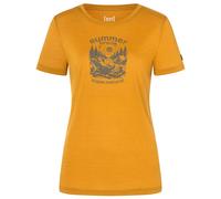 super.natural - Women's Summer Break Tee - Merinoshirt, Gr. S, dried tobacco /grau (DriedTobacco/CashmereGreyMelange)