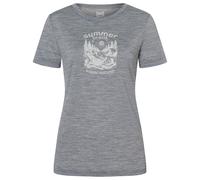 super.natural - Women's Summer Break Tee - Merinoshirt, Gr. S, grau/weiß (CashmereGreyMelange/WhiteStone)