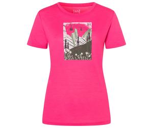 super.natural - Women's Summer Gondola Tee - Merinoshirt, Gr. M, rosa/ various (PinkyRose/Various)