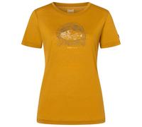 super.natural - Women's Tent View Tee - Merinoshirt, Gr. L, dried tobacco / various (DriedTobacco/Various)
