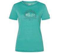 super.natural - Women's Tent View Tee - Merinoshirt, Gr. M, grün/ various (LagoonGreen/Various)