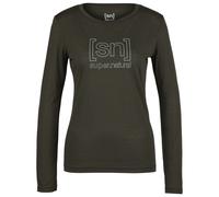 super.natural - Women's The Essential Logo L/S - Longsleeve, Gr. XL, oliv (BlackInk/SilverReflective)