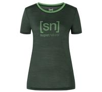 super.natural - Women's The Essential Logo Tee - Merinoshirt, Gr. L, grün (DeepForest/WillowBrough)