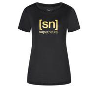 super.natural - Women's The Essential Logo Tee - Merinoshirt, Gr. L, schwarz (JetBlackMelange/Gold)