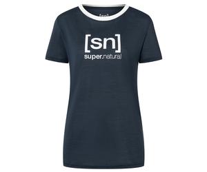 super.natural - Women's The Essential Logo Tee - Merinoshirt, Gr. M, blau (Blueberry/FreshWhite)