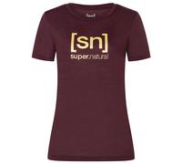 super.natural - Women's The Essential Logo Tee - Merinoshirt, Gr. XL, rot (WineTasting/Gold)