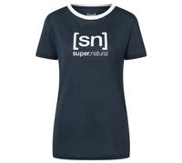 super.natural - Women's The Essential Logo Tee - Merinoshirt, Gr. XS, blau (Blueberry/FreshWhite)