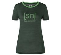 super.natural - Women's The Essential Logo Tee - Merinoshirt, Gr. XS, grün (DeepForest/WillowBrough)