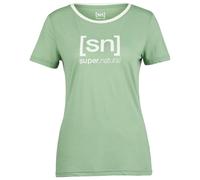 super.natural - Women's The Essential Logo Tee - Merinoshirt, Gr. XS, grün (LodenFrost/FreshWhite)