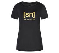 super.natural - Women's The Essential Logo Tee - Merinoshirt, Gr. XS, schwarz (JetBlackMelange/Gold)