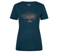 super.natural - Women's Tree of Knowledge Tee - Merinoshirt, Gr. L, blau (Blueberry/Copper)