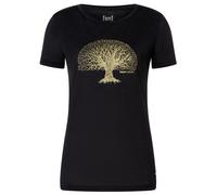 super.natural - Women's Tree of Knowledge Tee - Merinoshirt, Gr. S, schwarz (JetBlackMelange/Gold)