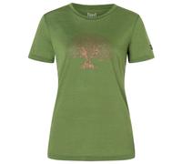 super.natural - Women's Tree of Knowledge Tee - Merinoshirt, Gr. XL, oliv (Chive/Copper)