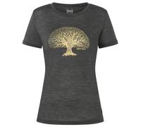 super.natural - Women's Tree of Knowledge Tee - Merinoshirt, Gr. XS, grau (PirateGreyMelange/Gold)