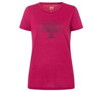 super.natural - Women's Tree of Knowledge Tee - Merinoshirt, Gr. XS, rosa (Sangria/Mysterioso)