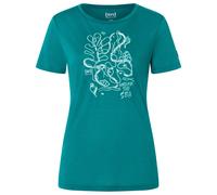 super.natural - Women's Under The Sea Tee - Merinoshirt, Gr. L, pacific /grün (Pacific/WhiteStone/LagoonGreen)