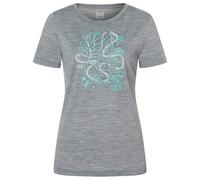 super.natural - Women's Under The Sea Tee - Merinoshirt, Gr. M, grau/ various (CashmereGreyMelange/Various)