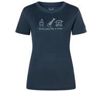 super.natural - Women's Van Life Bio Jersey Tee - Merinoshirt, Gr. L, blau/grau (Blueberry/FeatherGrey)