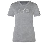 super.natural - Women's Van Life Bio Jersey Tee - Merinoshirt, Gr. S, grau/weiß (CashmereGreyMelange/WhiteStone)