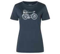 super.natural - Women's Wander Wheel Bio Jersey Tee - Merinoshirt, Gr. L, blau (Blueberry/FeatherGrey)