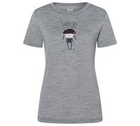super.natural - Women's Wood Craftine Tee - Merinoshirt, Gr. L, grau/ various (CashmereGreyMelange/Various)