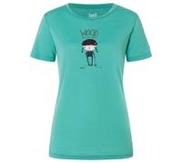 super.natural - Women's Wood Craftine Tee - Merinoshirt, Gr. L, grün/ various (LagoonGreen/Various)