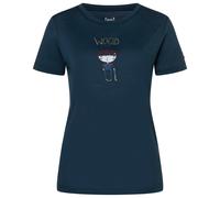 super.natural - Women's Wood Craftine Tee - Merinoshirt, Gr. S, blau/ various (Blueberry/Various)