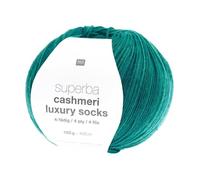 Superba Cashmeri Luxus-Sockenwolle, 4-fädig, 100 g, Rico Design - weich und luxuriös für Ihre Füße. Farbe: Grün (018 - Türkis)