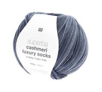 Superba Cashmeri Luxus-Sockenwolle, 4-fädig, 100 g - Rico Design - weich und luxuriös für Ihre Füße. Farbe: Blau (019 - Blau)