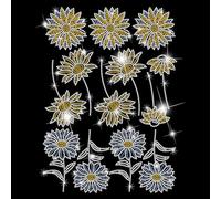 SUPERDANT 13 Stück Blaue Gänseblümchen Blumen Strass Hotfix Zum Aufbügeln Transferblumen Strass Transfer zum Aufbügeln DIY Stras Hotfix Transfer Patch Für Kleidung Kapuzenpullover Taschen