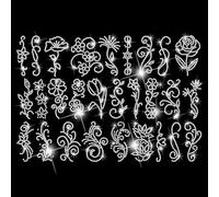 SUPERDANT 28 Stück Strass Transfer zum Aufbügeln Blumen Und Muster Strass Hotfix Zum Aufbügeln Wirbelreben Glitzernde DIY Stras Hotfix Transfer Patch Für T Shirts Kleidung Hüte Jeans