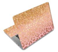 SUPERDANT 3 Stück Gold Leoparden Druck Laptop Haut 38x27cm Schneidbar Entfernbar Pvc Folie Wrap Aufkleber Abdeckung Für 12 13 14 15 15.6 Zoll Notebook Personalisierte Kunst Schutz Hülle Bunt