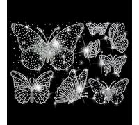 SUPERDANT 8 Stück Schmetterlinge Strass Transfer zum Aufbügeln T Shirt Strass Transfer zum Aufbügeln Wärmeübertragung Stras Hotfix Transfer Patch Dekor Für Kleidung Hoodies Geschenke