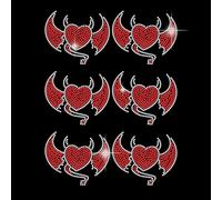 SUPERDANT Liebendes Herz Strass Hotfix Zum Aufbügeln Strass Transfer zum Aufbügeln 6Stk. Teufel Liebe Stras Hotfix Transfer Patch Halloween Für T Shirts Hoodie Tasche Mantel