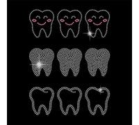 SUPERDANT Süße Zähne Strass Hotfix Zum Aufbügeln Cartoon Zähne Bügelbild Strass Zum Aufbügeln 9 Stück Kostüm Dekor Stras Transfer Aufbügel Für Kleidung Taschen Hosen DIY Für T Shirts Hoodie Tasche