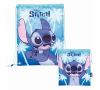 Superdiver Set Turnbeutel und Brottasche Stitch Offizielle Disney Lizenz - Ideal für Kindergarten und Schule - Kinder Accessoire - 100 % Polyester - Blau - 44x33 und 26x21 cm