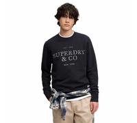 Sweatshirt SUPERDRY "1954 COMPANY RELAXED SWEAT", Herren, Gr. M, schwarz (schwarz navy), angeraute Sweatware, Obermaterial: 60% Baumwolle, 40% Polyester, unifarben, relaxed fit normal, Rundhals, Rippb