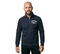 Sweatshirt SUPERDRY "ATHLETIC ESS HALF ZIP", Herren, Gr. M, blau (bradley navy), angeraute Sweatware, Obermaterial: 100% Baumwolle, bedruckt, loose fit normal, ohne Ausschnitt, Rippbündchen, Sweatshir