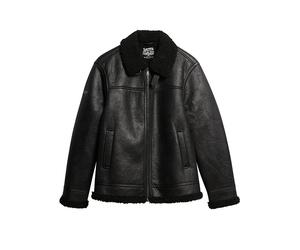 SUPERDRY Blouson in Lederoptik schwarz | M