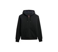 Superdry Kapuzensweatjacke Borg Lined Ziphood, Herren, Slim Fit, angeraute Sweatware, Gr. L, schwarz