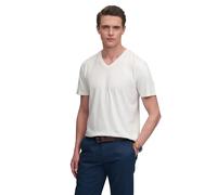 Rundhalsshirt SUPERDRY "CLASSIC COTTON LINEN VEE", Herren, Gr. XL, lime weiß, Single Jersey, Obermaterial: 80% Baumwolle, 20% Leinen, unifarben, relaxed fit normal, Rundhals, Shirts Rundhalsshirt, aus