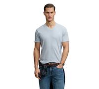 Rundhalsshirt SUPERDRY "CLASSIC COTTON LINEN VEE", Damen, Gr. L, slip blau, Single Jersey, Obermaterial: 80% Baumwolle, 20% Leinen, unifarben, relaxed fit normal, Rundhals, Shirts Rundhalsshirt, aus t