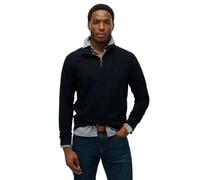 Sweatshirt SUPERDRY "CLASSIC ESSENTIAL HENLEY", Herren, Gr. XXL, super schwarz navy, angeraute Sweatware, Obermaterial: 100% Baumwolle, unifarben, regular fit normal, hoch geschlossener Ausschnitt, Ri