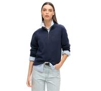 Superdry Damen Classic Cotton Strickpullover mit Reißverschluss Finster Marineblau 38
