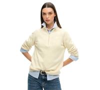 Superdry Damen Classic Cotton Strickpullover mit Reißverschluss Ecru 36