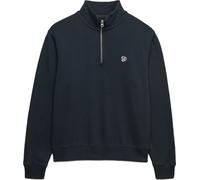 Sweatshirt SUPERDRY "SIGNATURE EMB HALF ZIP", Damen, Gr. M, eclipse navy, Sweatware, Obermaterial: 60% Baumwolle, 40% Polyester, unifarben, loose fit normal, Rundhals, Sweatshirts Sweatshirt, mit Steh